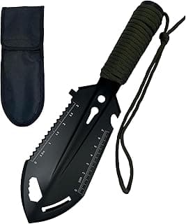 Small Camping Shovel, 9 in 1 Mini Hand Shovel, Portable Backpacking Trowel, Ultralight Compact Multitool for Camping, Gardening, Outdoor Survival, Black