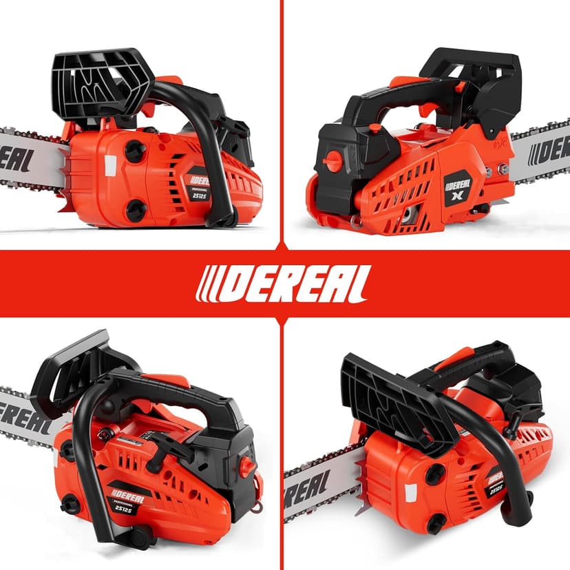 12 Inch Gas Chainsaw, 25.4CC 2-Stroke Top Handle Gas Powered Chainsaw Petrol Handheld Cordless Chain Saw for Tree Wood Cutting