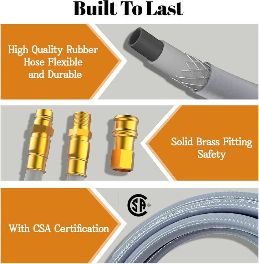 3/4 Natural Gas Hose For Generator 56FT, 3/4" ID Natural Gas Quick Connect Hose, Patio Heater, Grill Griddle, And Outdoor Ng/Lp Propane Appliance