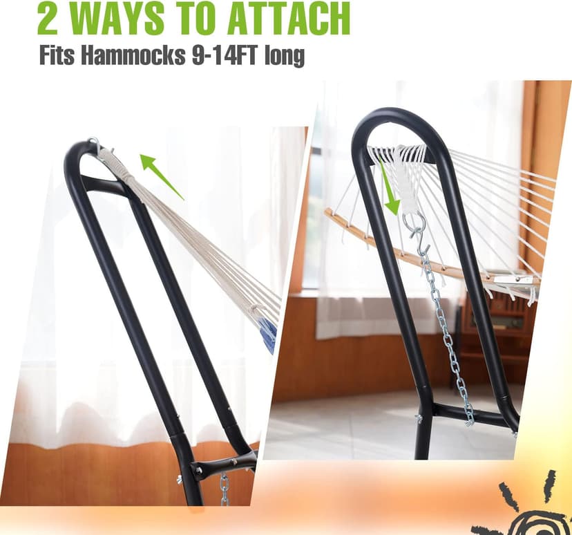Zupapa 2 Person Steel Hammock Stand 550 lb Capacity, Portable Hammock Frame Stand Heavy Duty for 9 to 14Feet Hammocks, Carry Bag Included, Black