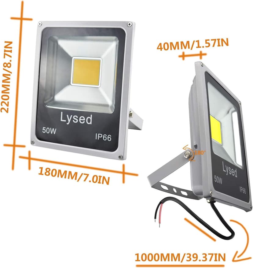 50W 12V LED Flood Light Warm White, DC 12V-60V Low Voltage Flood Lights Security Light for Garden, Wall, Super Bright Work Lights for Tree, Yard, Boat, House, IP66 Waterproof 2 Pack