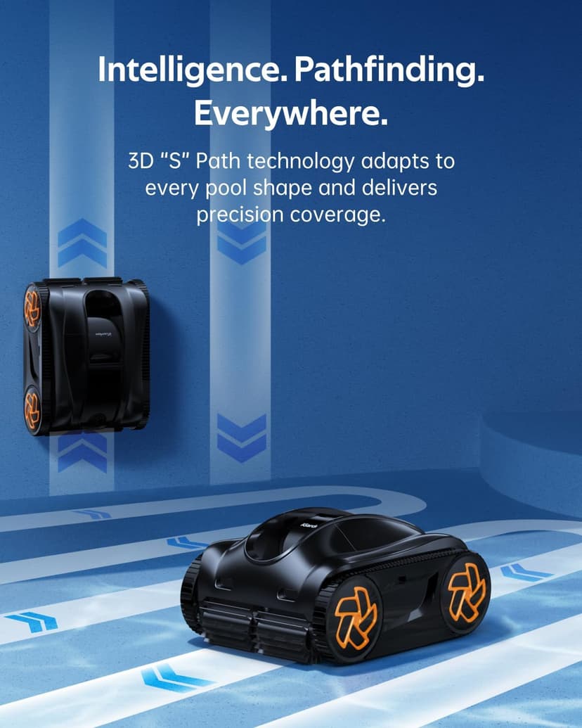 Pool Cleaner K60, 6H Runtime Cordless Robotic Pool Vacuum, Touch Screen, Smart Navigation, Cleans Floor, Walls, Waterline, Ideal for Above & In-Ground Pools, Self-Parking
