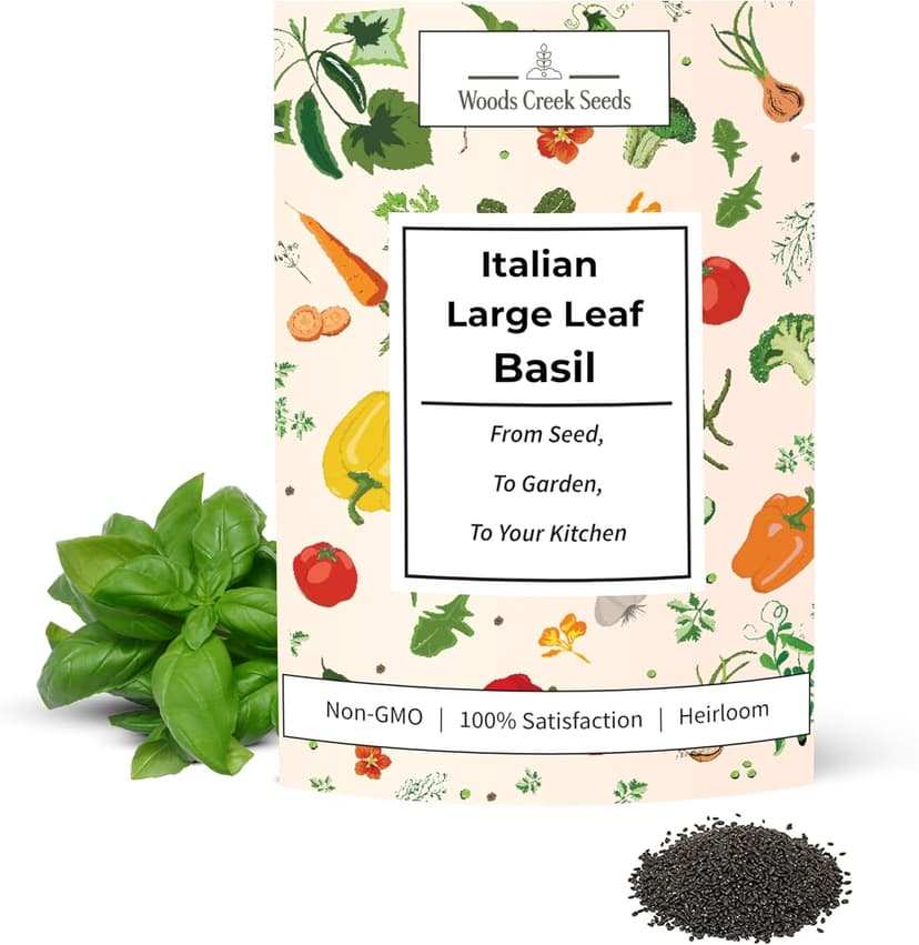 Italian Large Leaf Basil Seeds for Planting - Over 2,900 Heirloom Non-GMO Italian Basil Seeds - Beginner Friendly Seed for Planting Herbs at Home, Outdoors, Indoors or Hydroponics