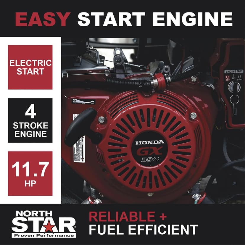 North Star Hot Water & Wet Steam Pressure Washer with Power Nozzles, Lance, Washing Gun, and Hose - Gas Powered, 3000 PSI, 4 GPM, Electric Start Honda Engine