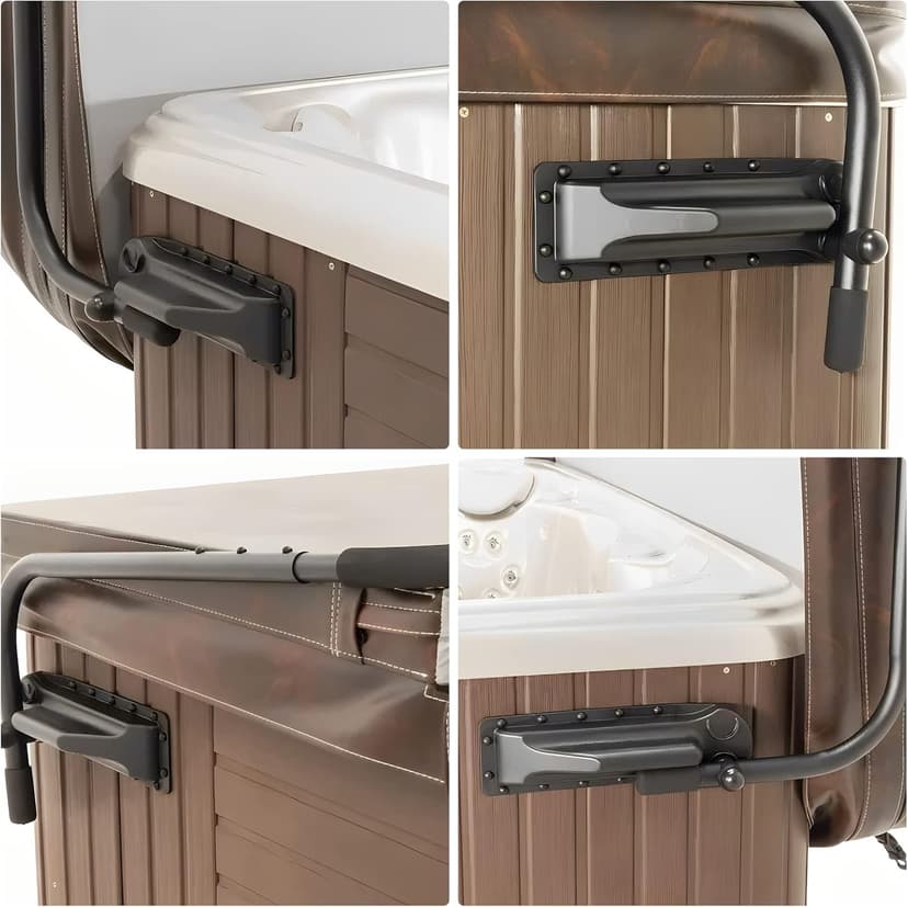 Spa Cover Lifts - Pivot Top Mount Spa & Hot Tub Cover Lift Removal System Reinforced Brackets with 3 Hook Towel Rack Fits Most Spas & Hot Tubs