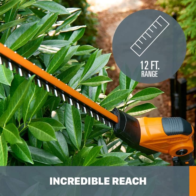 WORX WG252 20V 20" Cordless Hedge Trimmer, Reach Up to 12 Feet, Extended Pole, 180° Rotation Head, PowerShare – Battery & Charger Included
