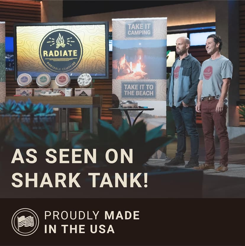 Radiate 2 Pack XL 8" Portable Campfire As Seen On Shark Tank - Up to 5 Hours of Burn Time, Reusable Travel Fire Pit for Camping, Patios and Beach Days - Great Alternative to a Real Fire - Made in USA