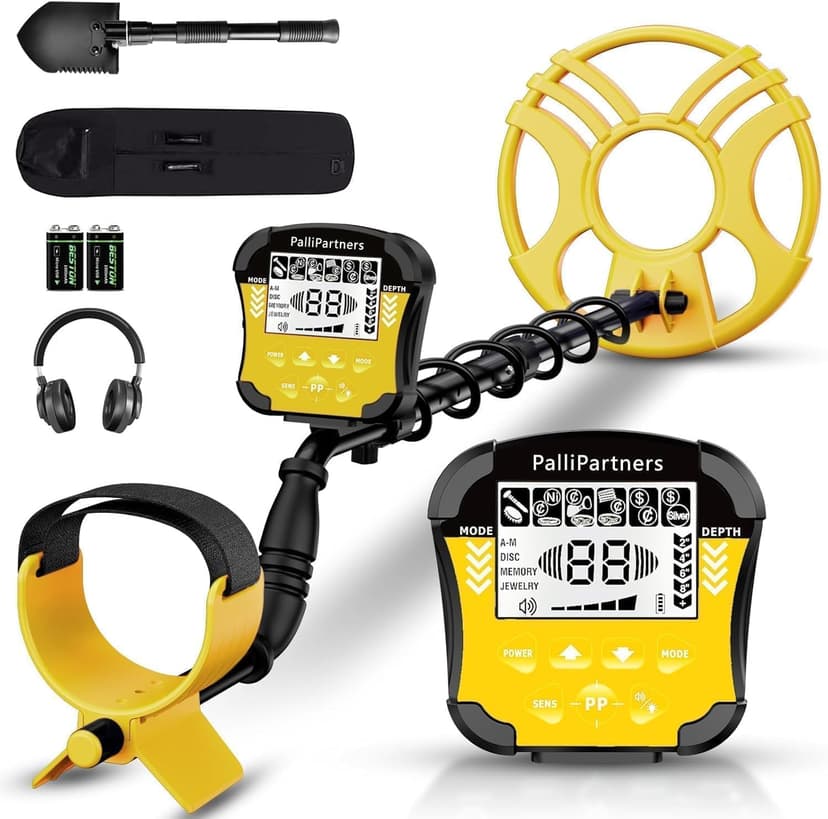 Metal Detector for Adults Waterproof-Professional Higher Accuracy Gold Detector with LCD Display,5 Mode,Advanced DSP Chip 12" Coil(Yellow)