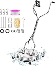 20" Pressure Washer Surface Cleaner with 4 Wheels - Stainless Steel Dual Handle Surface Cleaner for Pressure Washer Attachment for Concrete, Patio, Sidewalk, Deck and Driveways