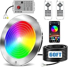 60ft Led Smart Pool Lights for Inground Pool with 3 Control Way (App/Remote/Controller), 54W 10 Inch Color Changing Underwater Swimming PoolLight for 10" Large Wet Niches