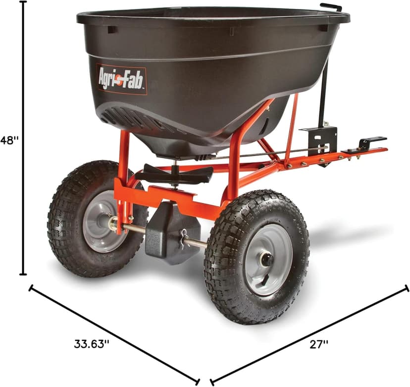 Agri-Fab 45-0463 130 lb. Tow-Behind Lawn & Garden Broadcast Spreader for Seed,Fertilizer,Salt,Ice Melt; Easy to use Flow Control from Seat of Riding Lawn Mower