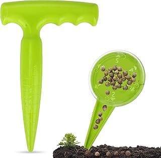 Planter Planting Dibber and Hand Dibbler Gardening Tool with Measurement for Sowing Seeds Bulbs Flower Vegetable Digging Garden Enthusiasts(Light Green)
