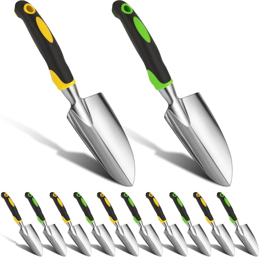 Product Image Yaocom Garden Shovel Aluminum Alloy Heavy Duty Trowel Garden Tool Small Shovels for Digging Metal Hand Trowel Spade with Soft TPR Handle for Lawn Yard Farm Home Shop Planting(12 Pcs)