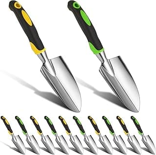 Product Image Yaocom Garden Shovel Aluminum Alloy Heavy Duty Trowel Garden Tool Small Shovels for Digging Metal Hand Trowel Spade with Soft TPR Handle for Lawn Yard Farm Home Shop Planting(12 Pcs)