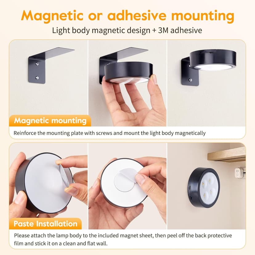 Brightown 2-Pack Picture Lights for Wall, Magnetic Art Display Picture Lights with Remote, 3 Lighting Modes Battery Operated Picture Light, Dimmable & Timer Art Wall Lights for Pictures, Black