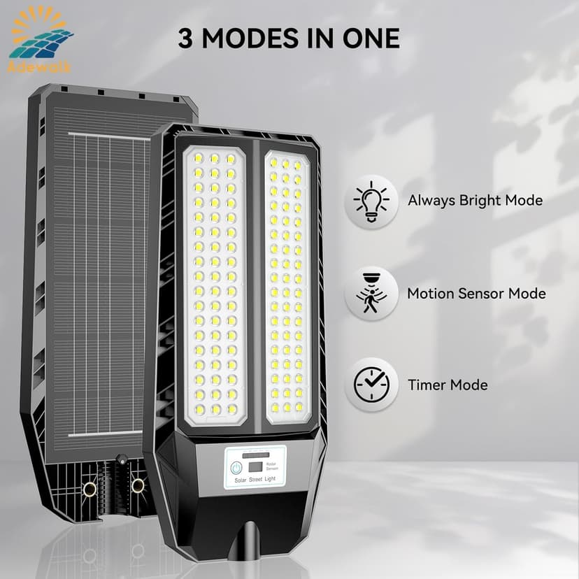 5000W Solar Lights Outdoor - 6500K LED Solar Street Lights Outdoor, Dusk to Dawn, IP66 Waterproof Solar Flood Lights with Motion Sensor and Remote Control for Yard, Patio, 2 Pack