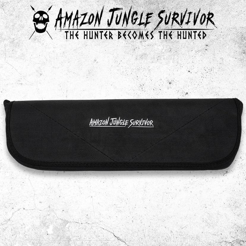 Amazon Jungle Survivor Break-Down Spear | Non-Reflective Finish 2Cr13 Stainless Steel Blade | Textured Steel Shaft | Zippered Carrying Case | Black Oxide Finish | Versatile | 45 1/2" Overall