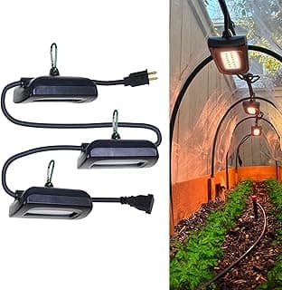 Owleye 12FT Outdoor Grow Lights LED String Plant Light, IP65 Waterproof, Full Spectrum, 120V, ETL Listed, 33.89 umol/s, Linkable Grow Light for Greenhouse & Outdoor Garden & Raised Bed (3-Bulbs)
