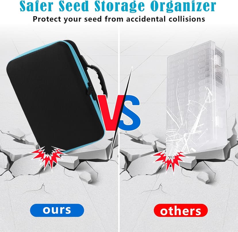 60 Slots Seed Storage Organizer with 20 Seed Envelopes, Sturdy Seed Organizer Storage Box with Zipper Bag Label Stickers(Seeds not Included), Seed Storage Container for Flower Plants Garden
