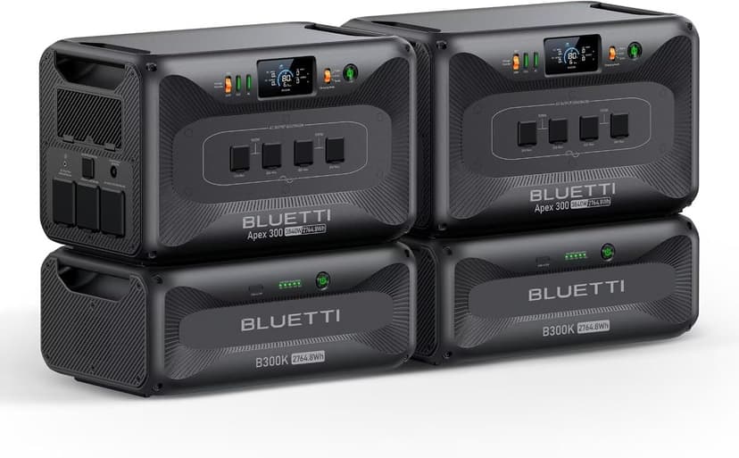 BLUETTI Solar Generator 2 Apex 300 & 2 B300K (2025 New), 11kWh LFP Battery Backup with 12 7680W AC Outlets, 120V/240V Dual Voltage Output, Ultimate Modular Power for Home and Emergency Backup