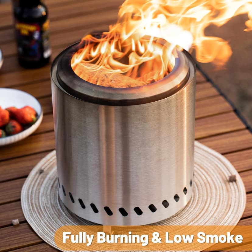 Table Top Firepit 6 Inch - Tabletop Fire Pit Camping Stove 304 Stainless Steel Pellet Patio Heater Portable Smokeless Fire Pit 6"x6.89" Silver