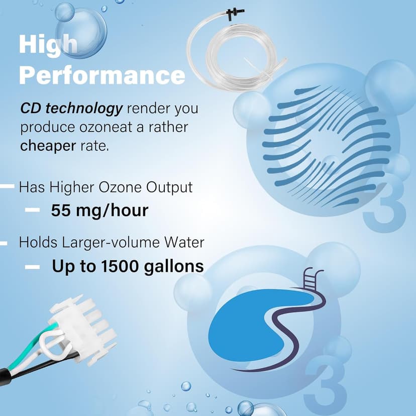 Upgrade HCD-55 Spa Ozonator Kit: Hi-Output Ozone Generator Replacement for Clarathon for Hot Tubs & Swim Spas - Universal: 120V / 240V