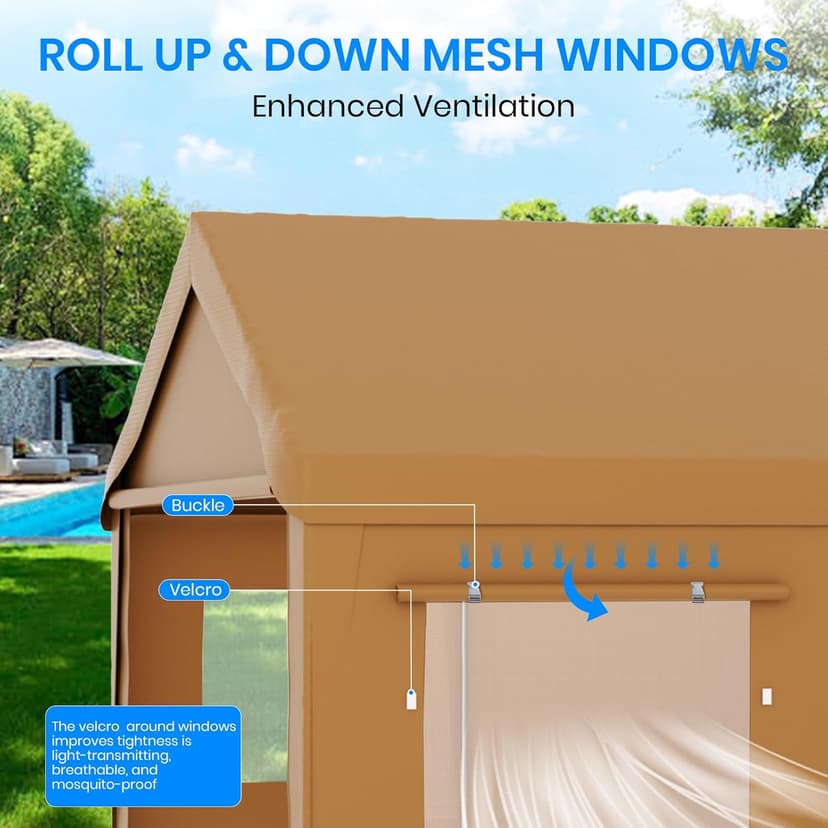 Carport 10x20 Heavy Duty Portable Garage,Carport Canopy with Roll-Up Windows & Doors,Portable Garage and Shelter with Removable Sidewalls,Car Tent Garage with All-Season Tarp for Truck Bike Lawnmower