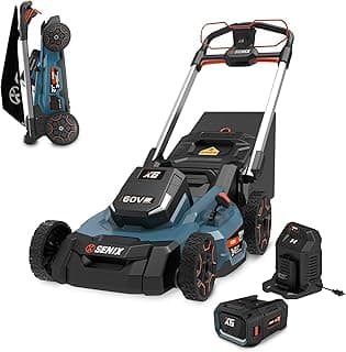 SENIX X6 60V 21-Inch 3-in-1 Cordless Lawn Mower with LED Light | 7 Height Adjustments, Smart Display, Bagging/Mulching/Side Discharge | 6Ah Li-ion Battery & Charger Included (LPPX6-H)