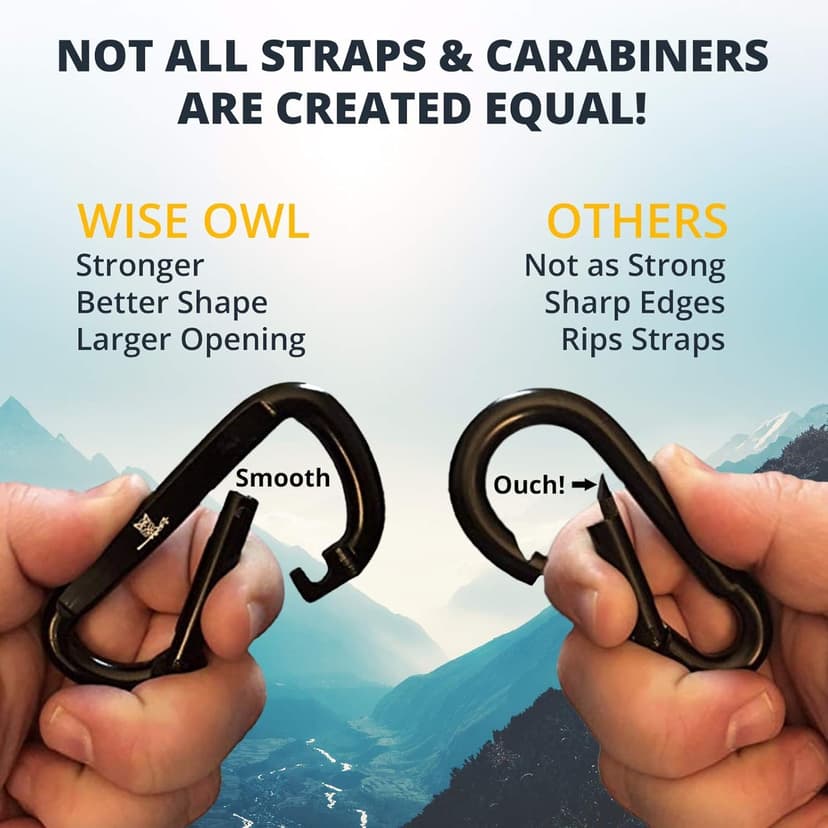 Wise Owl Outfitters Hammock Straps for Trees Heavy Duty - Set of Two 10ft Long, 1 Inch Thick Camping Hammock Tree Straps w/ 38 Loops & 2D Carabiners - Essential Hammock Accessories