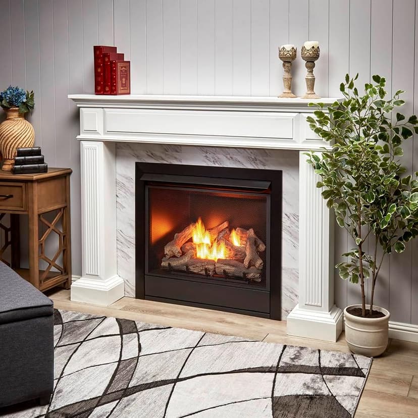 Duluth Forge Dual Fuel Ventless Gas Fireplace Insert, Remote Control, 9 Fire Logs, Use with Natural Gas or Liquid Propane, 32000 BTU, Heats up to 1500 Sq. Ft., Black