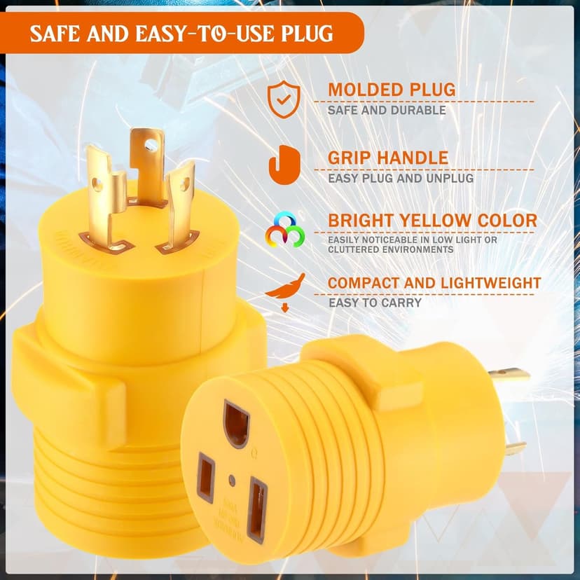Kanayu Generator Welder Adapter Compatible with Nema L6-30P to 6-50R 3 Prong 30 Amp Locking Male Plug to 50 Amp Female Receptacle Adapter Generator RV EV Charger Power Cord Connector