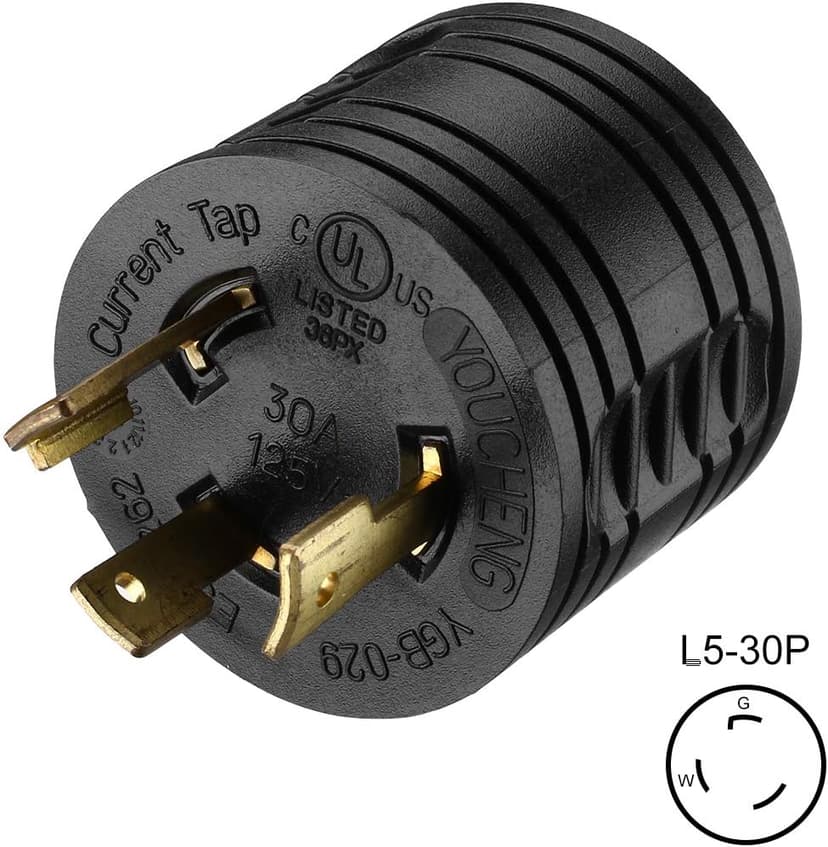 Miady RV Generator Adapter, 3-Prong 30A Male to 30Amp Female RV Power Plug for Camper Motorhome Trailer/UL Listed