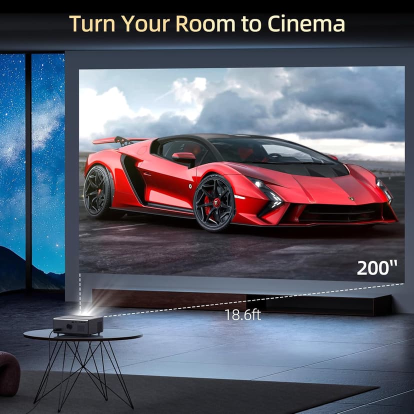 KSAN Projector, [800 ANSI Lumen] Outdoor Movie Projector, Projector with WiFi 6 and Bluetooth 5.2, Home Theater Video Proyector Support 200inch, 5W Speaker, Compatible with iPhone/TV Stick/PC/PS4