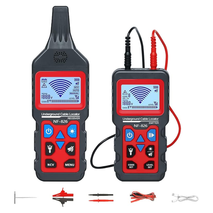 Underground Cable Wire Locator, RockyMars Cable Tester Wire Tracker, Detect Cables, NF826 Underground Wire Locator for Dog Fence Cables, Wire Detector Test Short Circuit Breaker of Wall