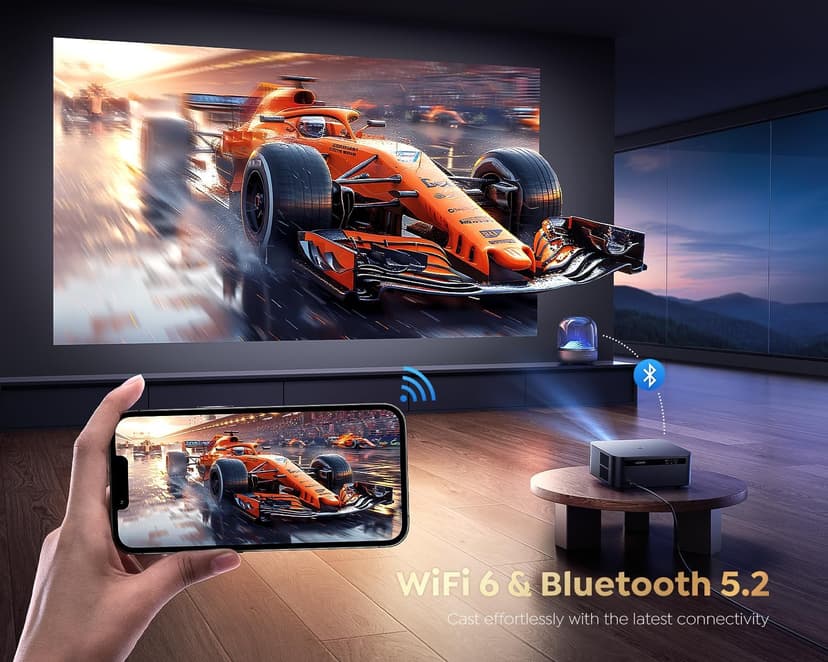 [1200 ANSI/Google TV/Voice Control]Smart Projector with WiFi 6 and Bluetooth, Netflix-Licensed 4K Support, Outdoor Movie Proyector, 1080P Home Ceiling Auto Focus Projector, PUTRIMS K12 Gray