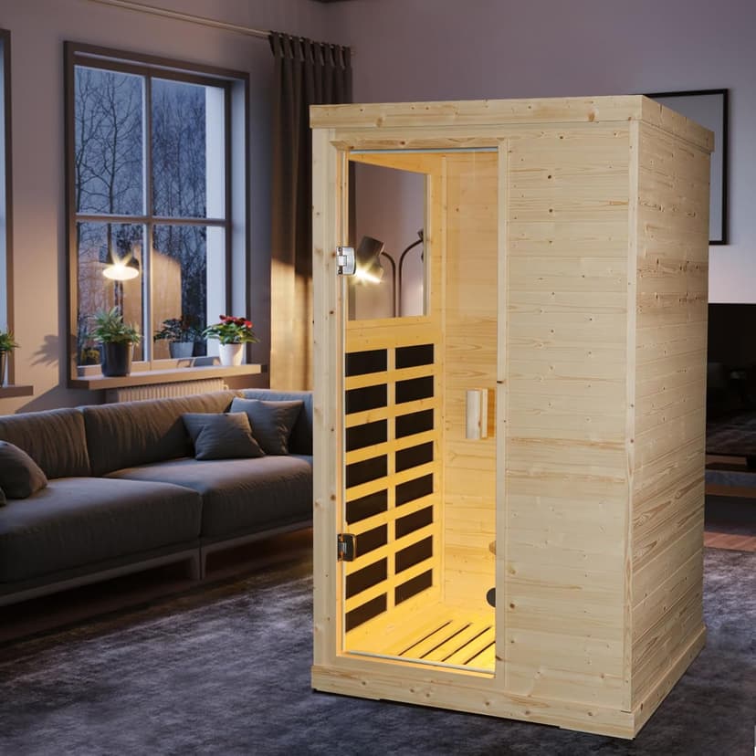 Far Infrared Wooden Sauna Room Home Sauna Spa Dry Saunas Single Person Spa Finland Spruce Wood fit for 7ft Person