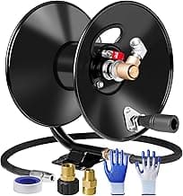 Heavy Duty Power Washer Hose Reel - 50ftx3/8' / 65ftx1/4', M22-14 Fitting, Wall/Trailer/Van Mount, Manual Crank