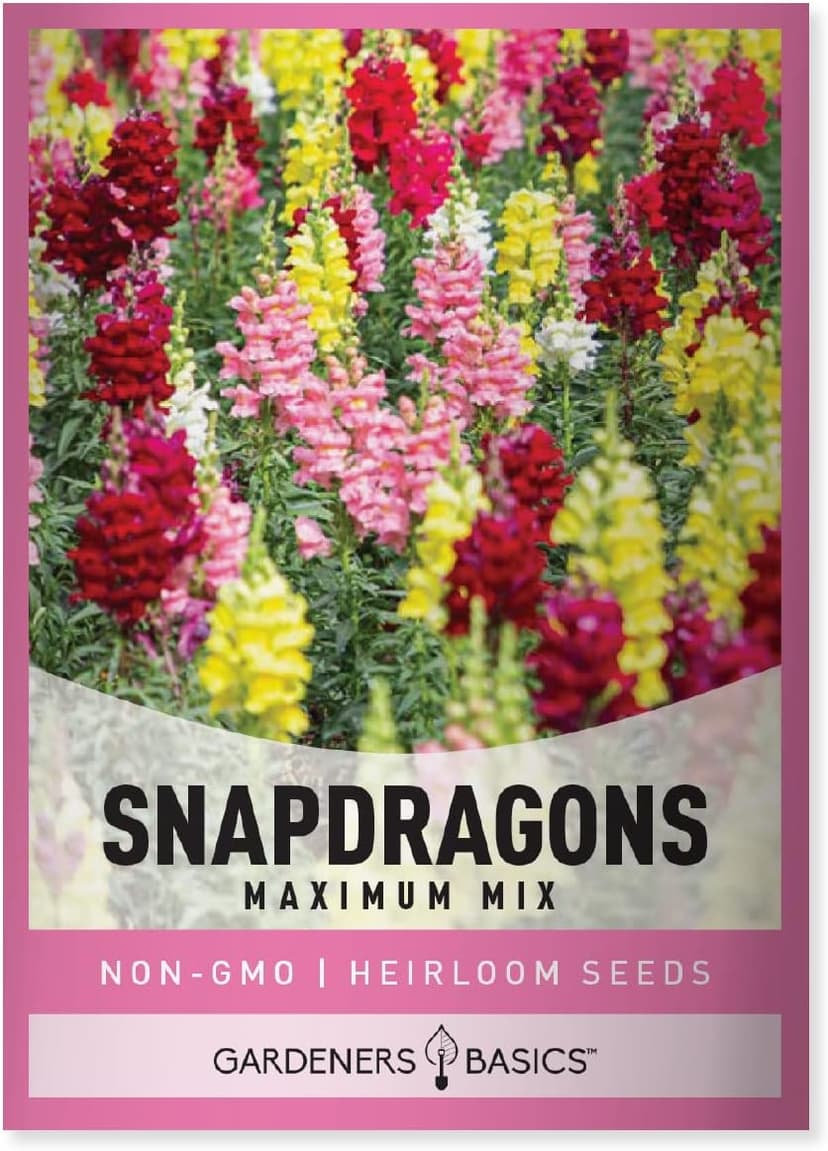 Gardeners Basics, Snapdragon Seeds for Planting (Maximum Mix Snap Dragon) Annual Flower Heirloom, Non-GMO Variety- 400mg Seeds Great for Summer Seeds for Gardening Flowers Gardens