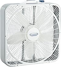 Lasko Weather-Shield Performance Box Fan, 3 Speeds, Innovative Wind Ring System for Up to 30% More Air, Carry Handle for Bedroom, Office, Home, 20 Inch, White, 3720
