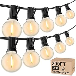 Outdoor String Lights 200 FT Globe LED Patio Lights with G40 Plastic Bulbs,Waterproof Shatterproof Dimmable Connectable Hanging for Backyard Porch Balcony Party Cafe Deck Decor