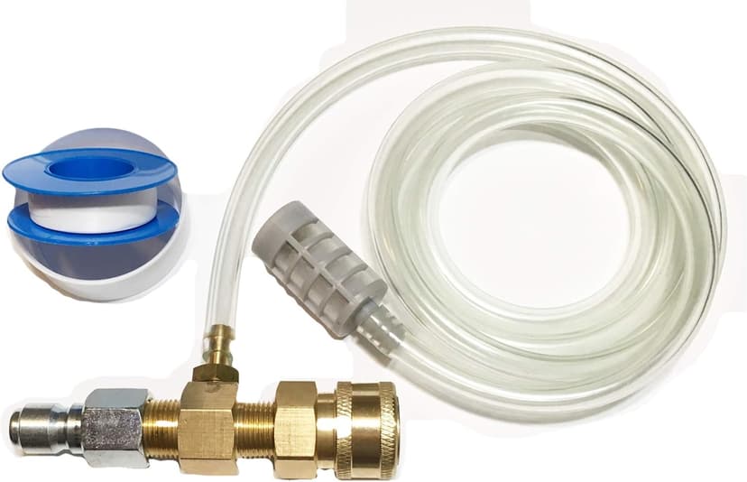 Kit Pressure Washer Chemical Detergent Soap Down Stream Injector 3-5 GPM 2.1 Orifice, Hose Filter & 3/8 NPT Size Quick Connects Various