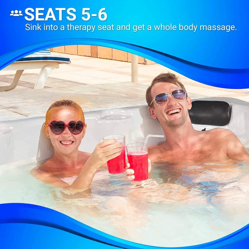 Essential Outdoor Hot Tub, 28-Jet Edgewater® 2023 Hot Tubs, Seats 5-6, Seating with Passive Therapy and Soothing Massage Features, Driftwood
