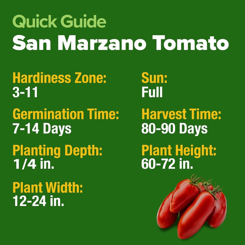 HOME GROWN San Marzano Tomato Seeds - 66 Non-GMO, USA Sourced Heirloom Tomato Seeds - Vegetable Seeds for Planting Indoor or Outdoor (Solanum lycopersicum)