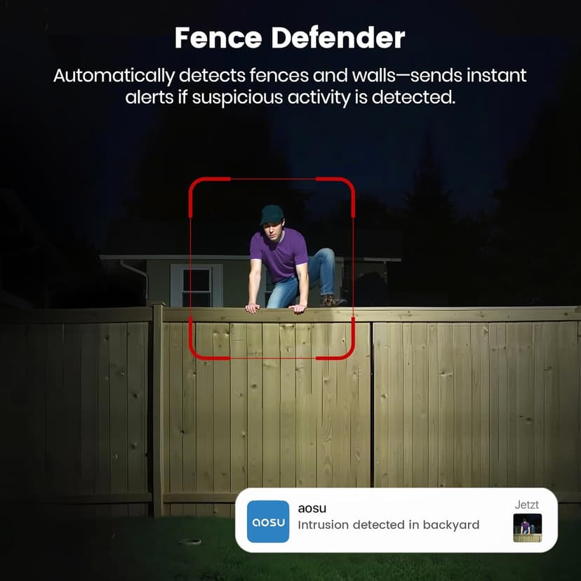 AOSU Solar Wall Light Cameras, 3K Security Cameras Wireless Outdoor, Battery Powerd Enhanced AI Detection for Fences & Parking, Easy Setup, Color Night Vision, No Monthly Fee [2.4G+Bluetooth]