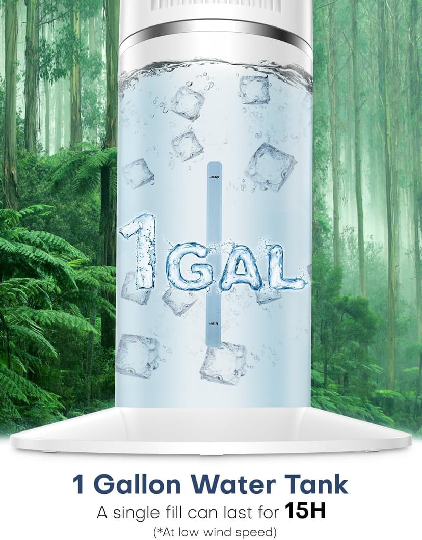 42 INCH Portable Air Conditioners w/LED Touch Screen, 4 Mode&3 Speed,1-Gal Tank for 15H Cooling Evaporative Air Cooler,12H Timer, No Hose No Window Needed, 90° Oscillating AC Unit for Bedroom