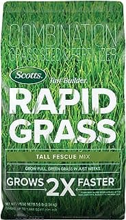 Scotts Turf Builder Rapid Grass Tall Fescue Mix, Combination Seed and Fertilizer, Grows Green Grass in Just Weeks, 5.6 lbs.
