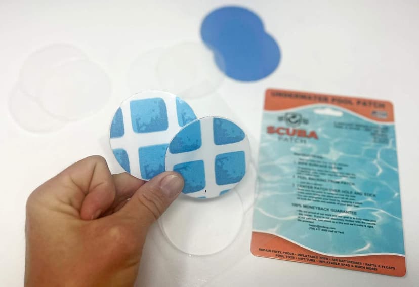All-in-One Repair Kit for Above-Ground Pools | Fast, Underwater-Capable Peel-and-Stick OR Adhesive Glue-Down Vinyl Patches & for Easy Set and Frame Pools 2-1/2 Inch Peel and Stick