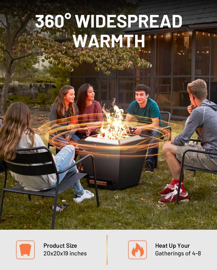LEGACY HEATING Cyberpit One 20 inch Smokeless Fire Pit, w/Pull-Out Ash Pan, Portable Outdoor Firepits, Carry Handle for Backyard Patio Camping Bonfire, Stainless Steel, Black