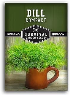 Survival Garden Seeds Compact Dill for Planting - 1 Seed Packet with Instructions to Plant & Grow Container Sized Dwarf Dill Herb Plants in Your Home Garden - Non-GMO Heirloom Variety