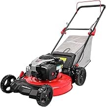 PowerSmart Gas Lawn Mower 21-Inch with 140cc Briggs and Stratton E550 Engine, High Wheels, 3-in-1 with Bagging